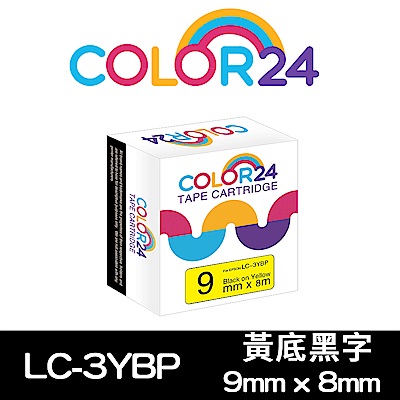 【Color24】 for Epson LK-3YBP / LC-3YBP 黃底黑字相容標籤帶(寬度9mm)
