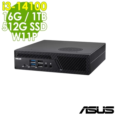 ASUS 華碩 MiniPC PB63 迷你雙碟電腦 (i3-14100/16G/1TB+512G SSD/W11P)