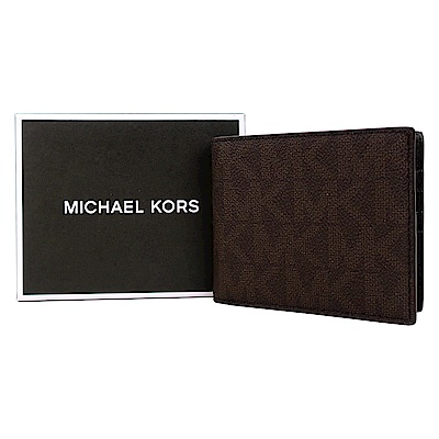 MICHAEL KORS JET SET滿版八卡短夾(咖)