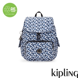 『猴子包』Kipling 豹紋印花拉鍊掀蓋後背包-CITY PACK S