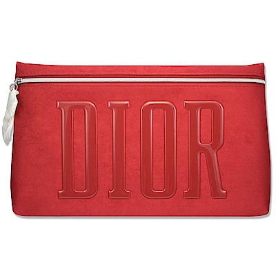 Dior迪奧 麂皮紅個性手拿包(大)