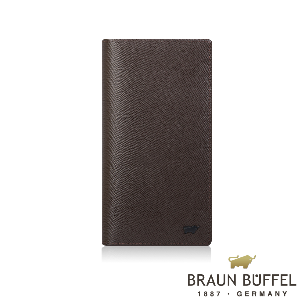 【BRAUN BUFFEL 德國小金牛】台灣總代理 洛菲諾P 15卡透明窗長夾-咖黑色/BF334-300-DM