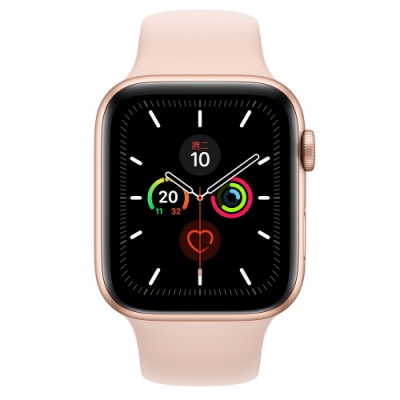 Apple Watch Series 5(GPS) 44mm金色鋁金屬錶殼+粉沙色運動錶帶