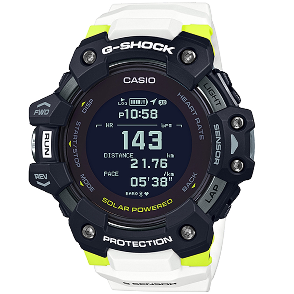 CASIO G-SHOCK 心率偵測GPS定位藍牙太陽能電力運動錶(GBD-H1000-1A7)_