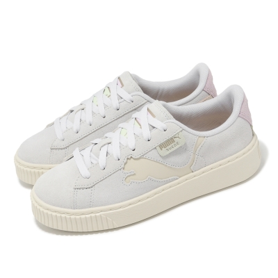 Puma 休閒鞋 Suede Platform Cutout Wns 女鞋 灰 粉 麂皮 大LOGO 微厚底 39723303