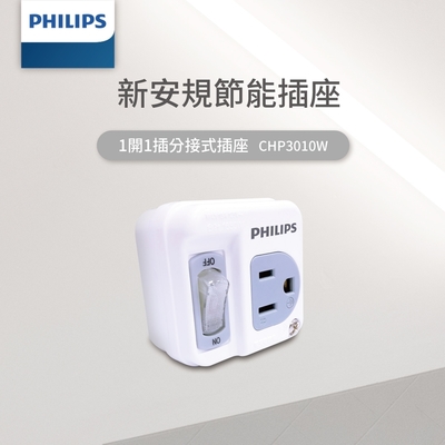 PHILIPS 1開1插電腦壁插 CHP3010W 兩入組合