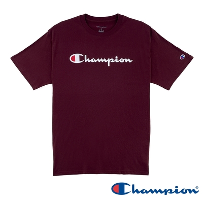 Champion-LOGO印花短袖TEE上衣-男(深紅色)