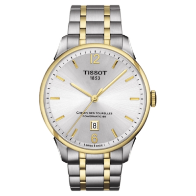 TISSOT 天梭 官方授權 杜魯爾系列機械動力80腕錶 迎春好禮-銀x雙色版/42mm T0994072203700