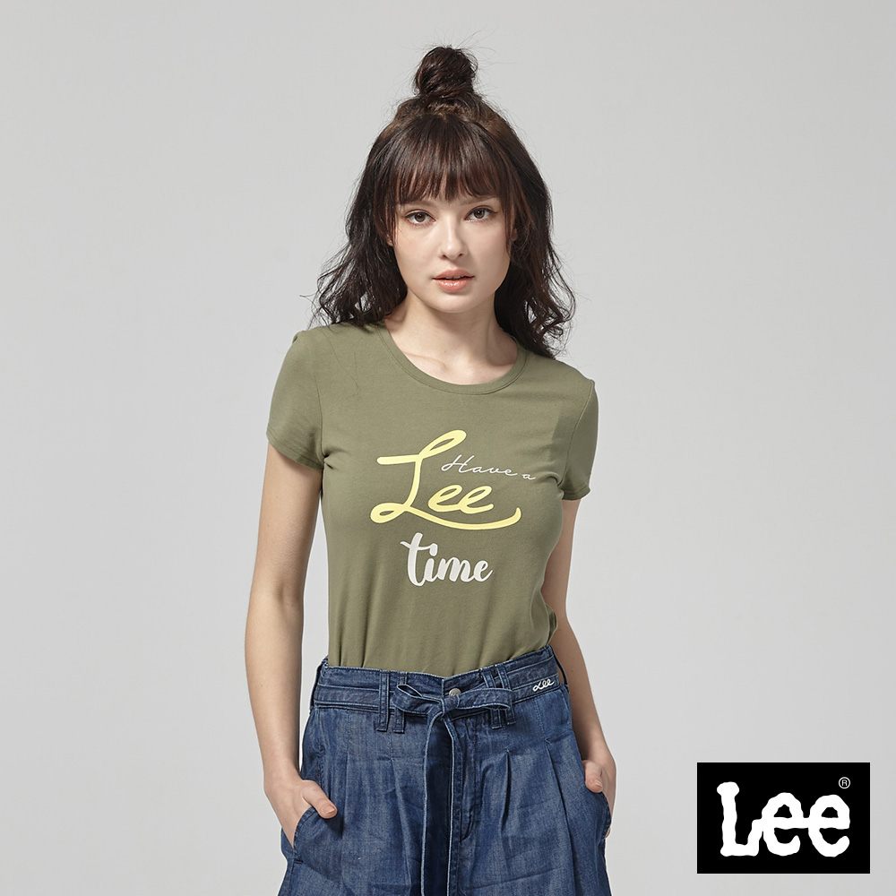 Lee HAVE A LEE TIME 短袖圓領T恤-墨綠