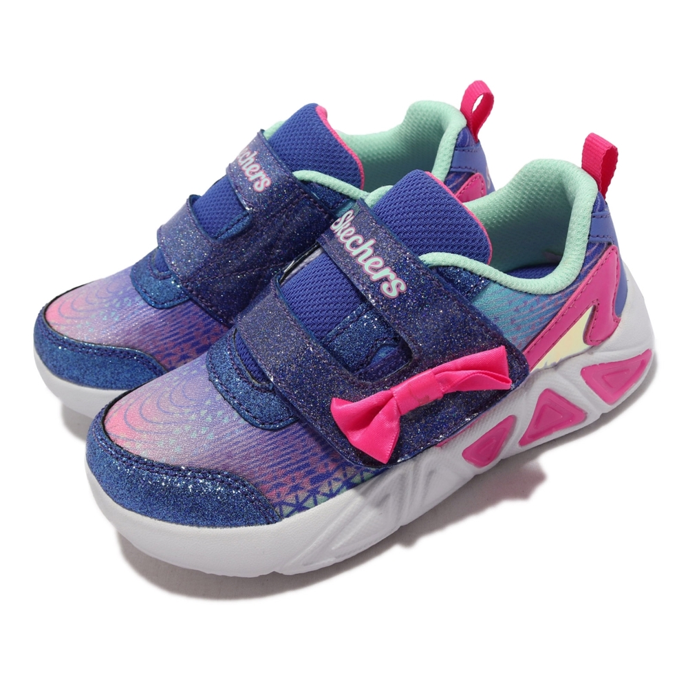 Skechers 休閒鞋 S Lights-Tri-Brights 童鞋 燈鞋 發光 蝴蝶結魔鬼氈 緩衝 中小童 紫 302654NBLHP