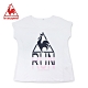 le coq sportif 法國公雞牌螢光LOGO印花寬鬆版飛飛袖短袖T恤 女-白 product thumbnail 1