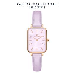 Daniel Wellington DW 手錶 Quadro 20X26 春日花時系列真皮皮革錶-薰衣草紫錶盤 DW00100637