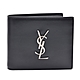 YSL 經典銀色品牌LOGO小牛皮摺疊短夾(黑色) product thumbnail 1