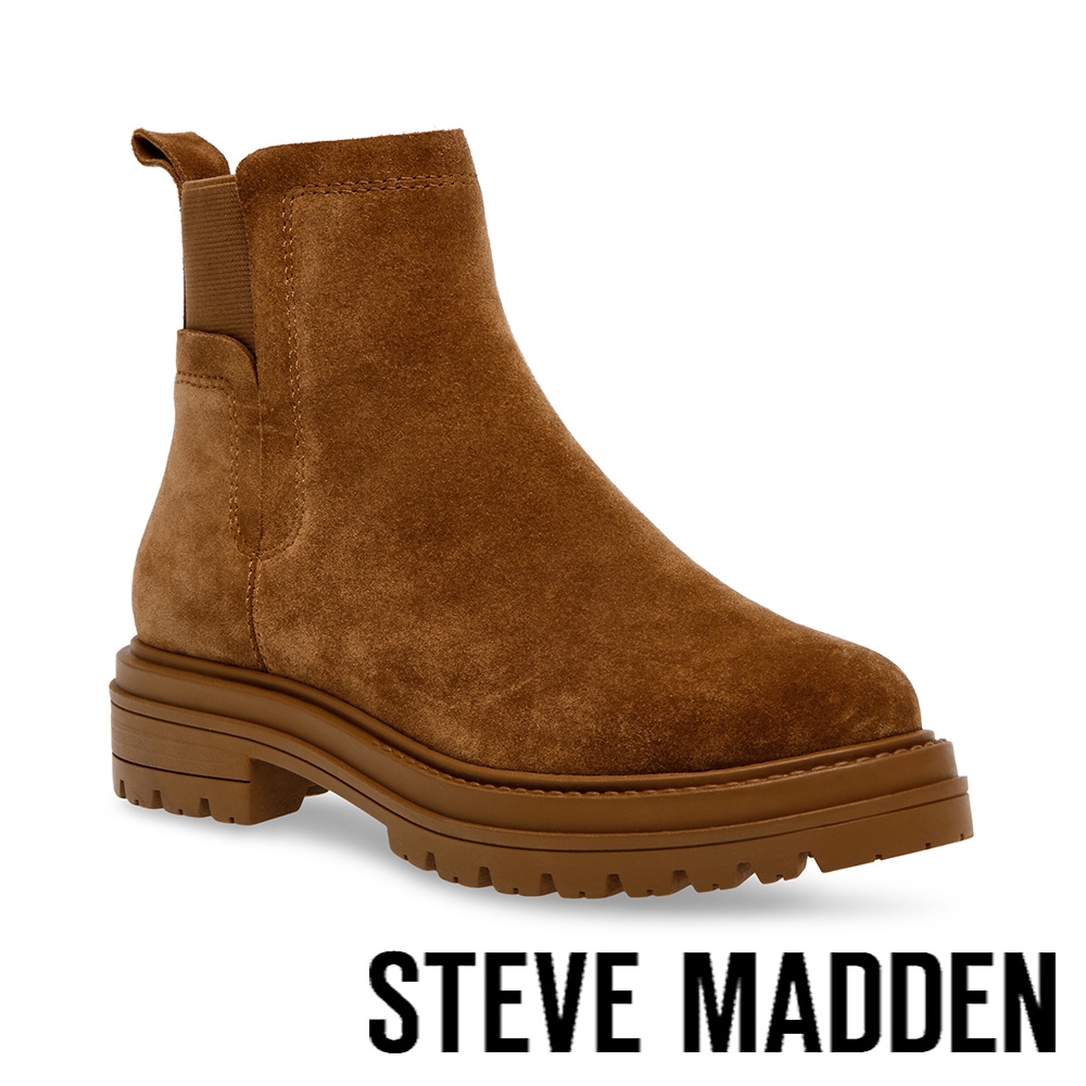 STEVE MADDEN-KENDYL 素面拼接切爾西短靴-卡其色