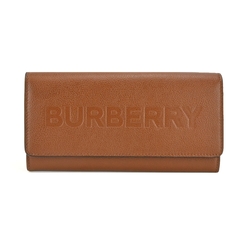 BURBERRY 經典LOGO荔枝牛皮翻蓋長夾(棕色)