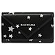 BALENCIAGA品牌LOGO星星印花牛皮釦式三折鑰匙包(黑) product thumbnail 1