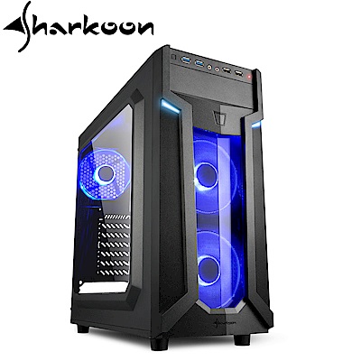 Sharkoon 旋剛 VG6-W bu 馭風者 藍 透側 ATX 電腦機殼