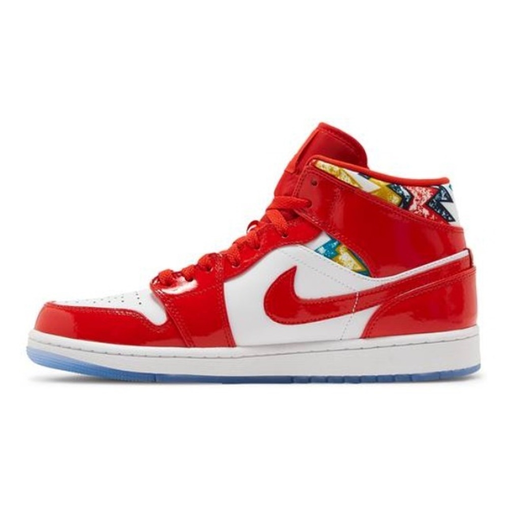 NIKE AIR JORDAN 1 MID SE男漆皮喬丹運動休閒鞋-AJ1-聖誕紅-DC7294600