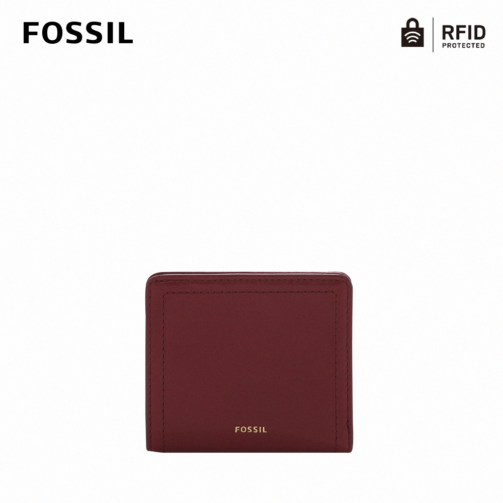 FOSSIL Logan 真皮RFID防盜短夾-酒紅色 SL6538609