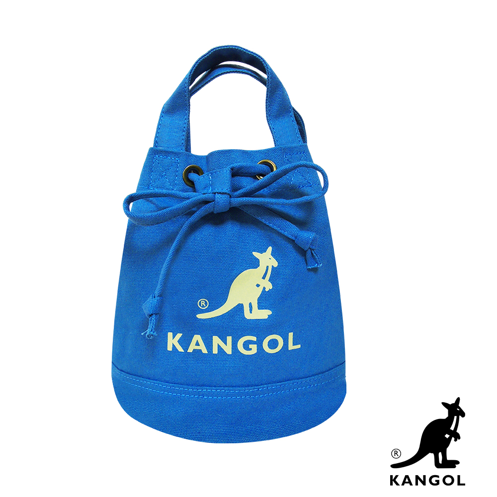 福利品 KANGOL 韓版玩色系列-帆布斜背水桶包-正藍