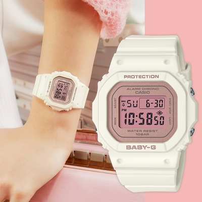 CASIO 卡西歐 BABY-G 春季色彩方形女錶電子錶 送禮推薦-櫻花粉紅 BGD-565SC-4