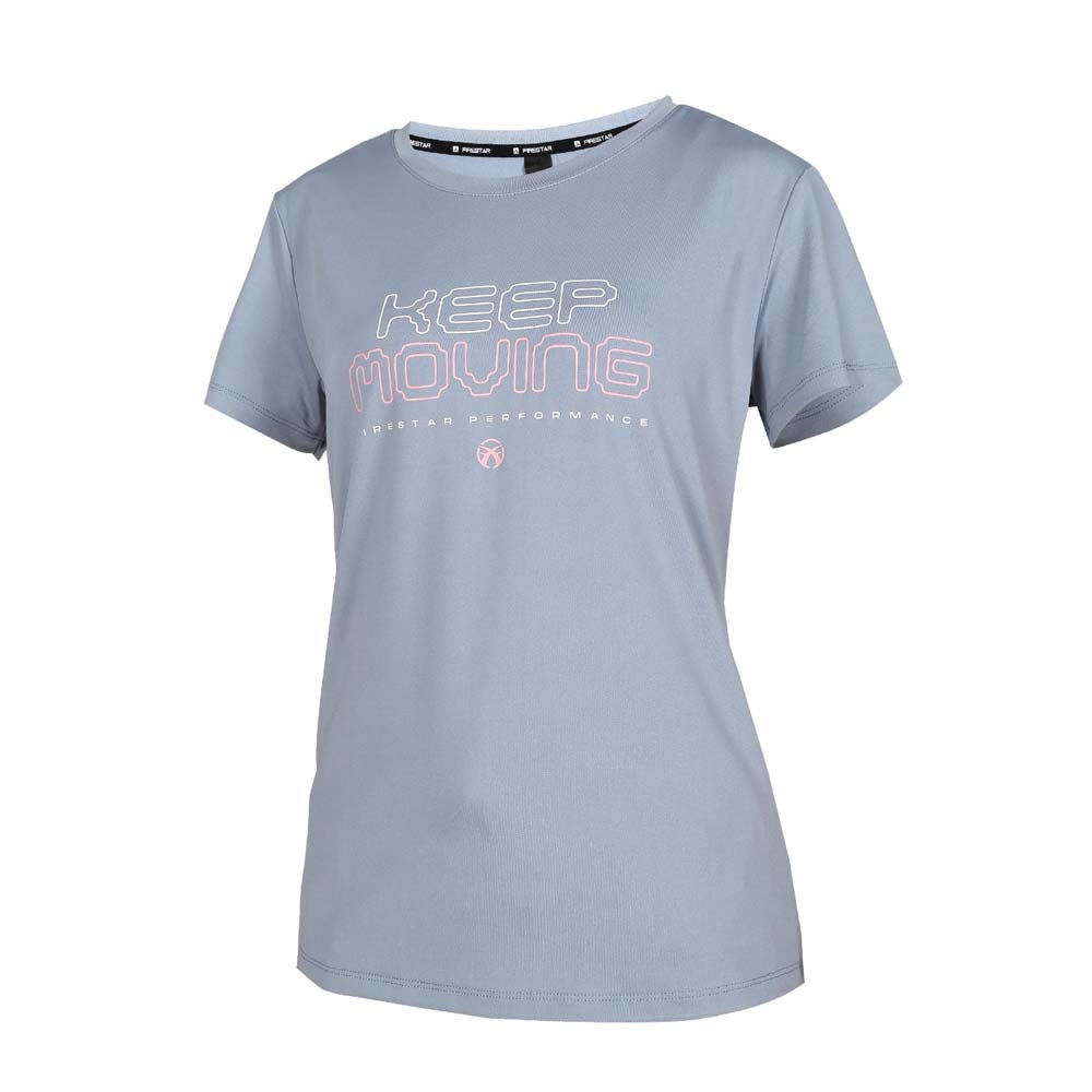 FIRESTAR 女彈性印花短袖T恤-慢跑 吸濕排汗 上衣 DL462-13 靛灰粉白