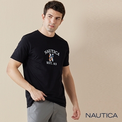 Nautica 男裝 時尚休閒百搭LOGO短袖T恤-黑色