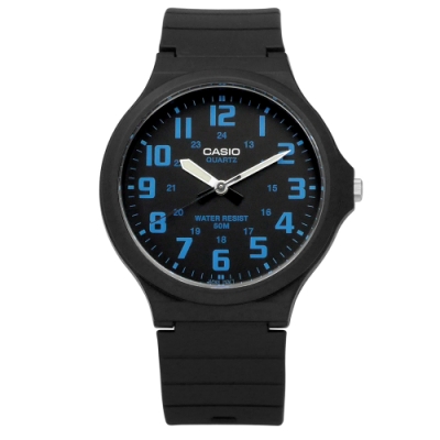 CASIO 卡西歐 簡約 清晰數字 橡膠手錶-藍x黑/42mm