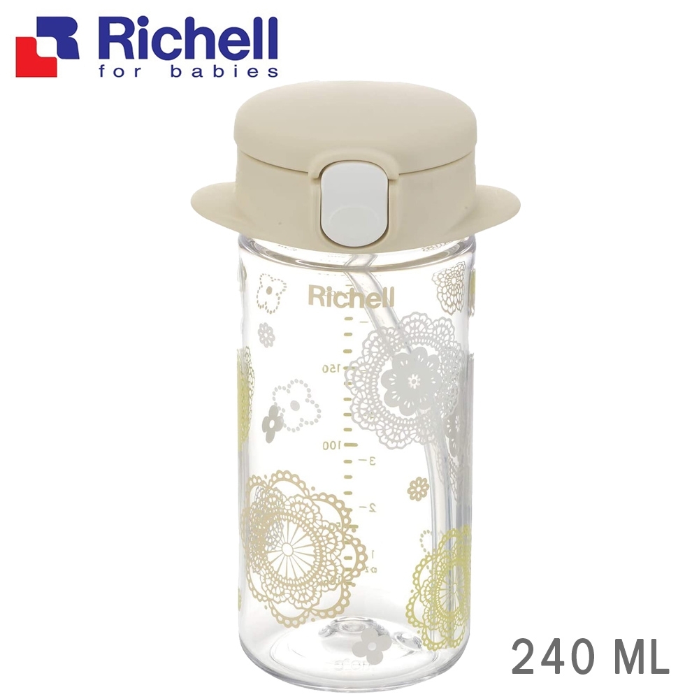 日本《Richell-利其爾》朵朵開隨身型吸管水杯240ml