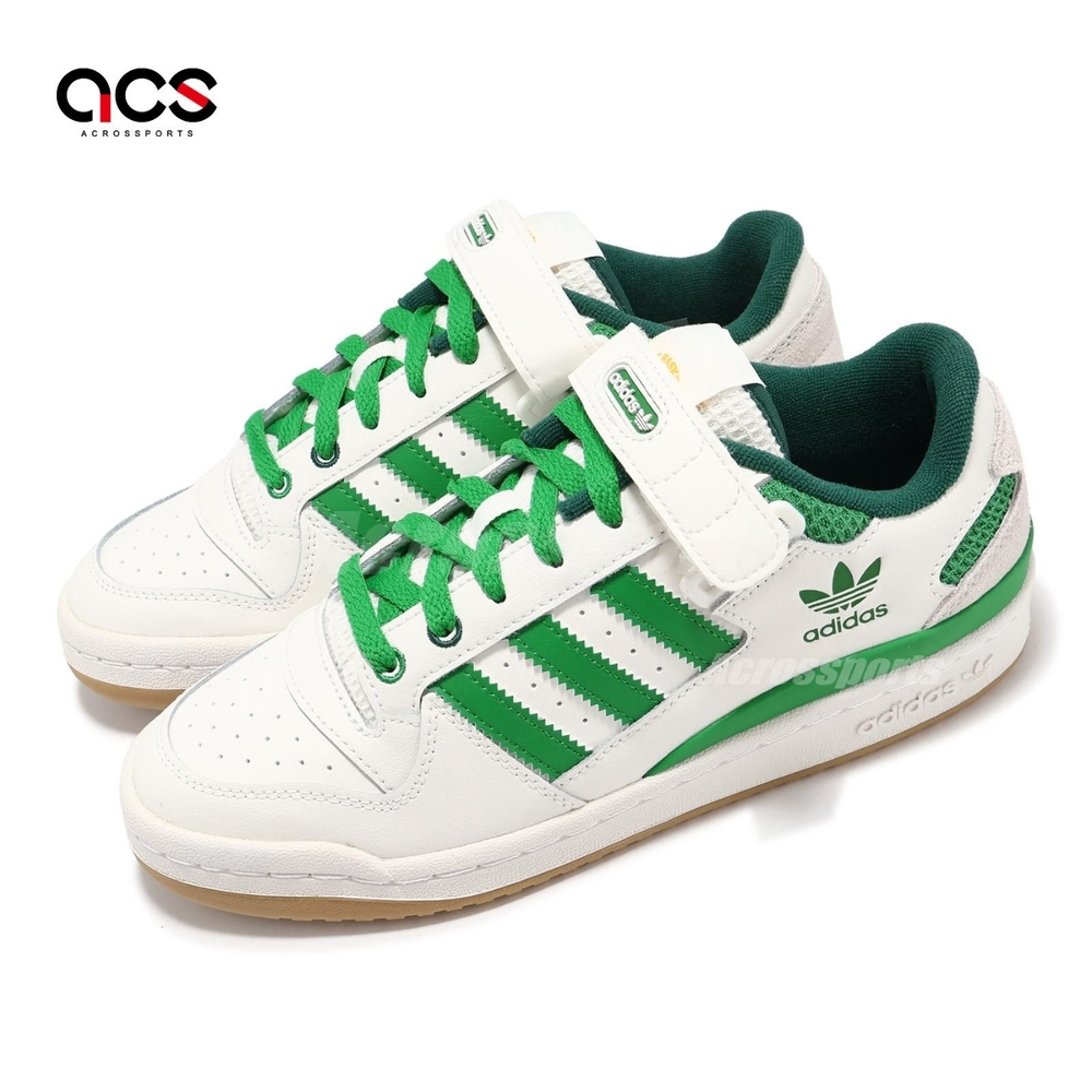 adidas 休閒鞋 Forum Low J 大童 女鞋 白 森林綠 復古 膠底 三葉草 愛迪達 IF2680