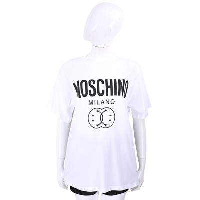 MOSCHINO Smiley 笑臉聯名字母白色寬鬆棉質TEE T恤