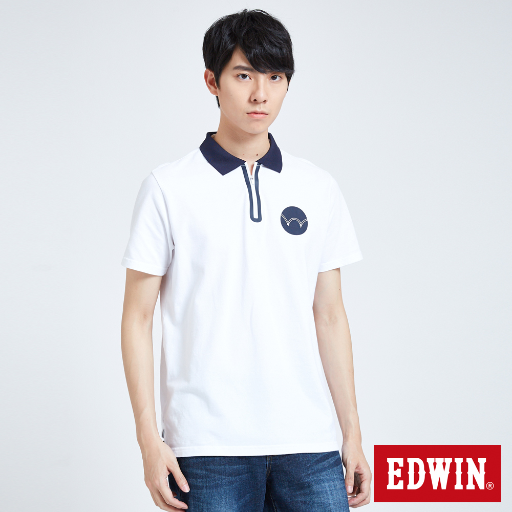 EDWIN 東京系列圓型LOGO短袖POLO衫-男-白色