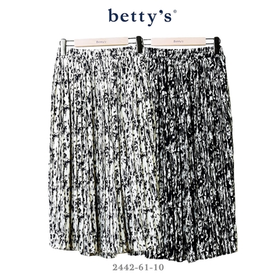betty’s專櫃款 潑墨印花百褶雪紡長裙(共二色)