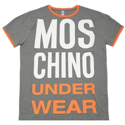 MOSCHINO UNDERWEAR英字LOGO棉質短T(灰/橘邊)