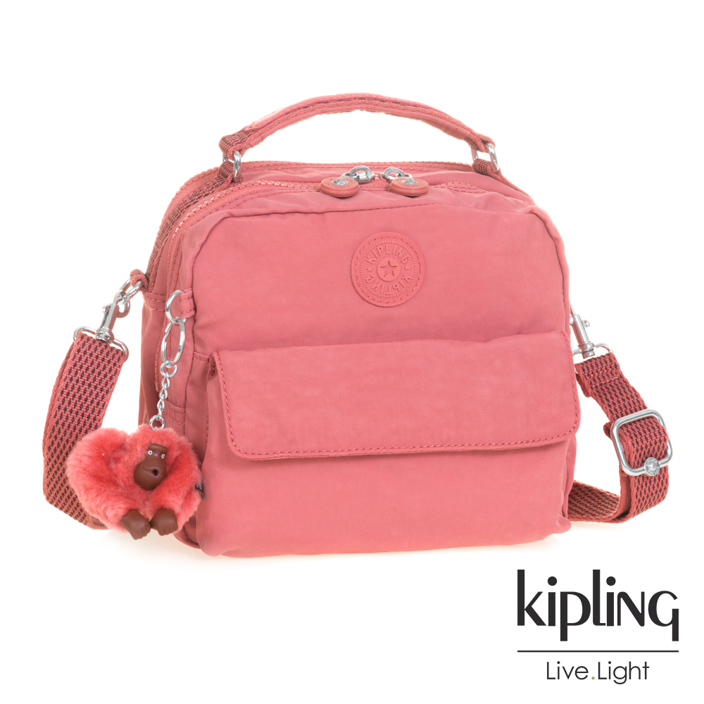 Kipling微甜薔薇粉兩用側背後背包-CANDY