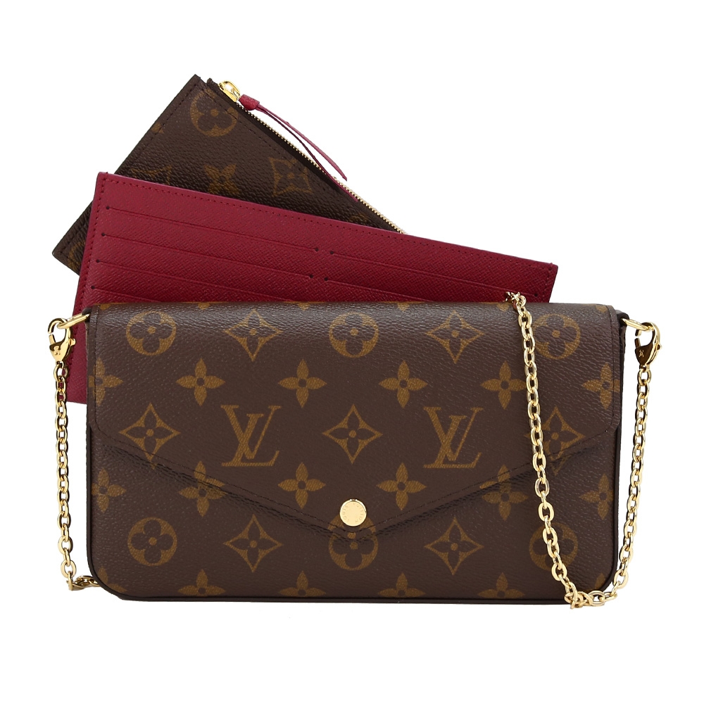 Louis Vuitton Pochette Felicie M61276 經典帆布鍊帶斜背包(桃紅色)