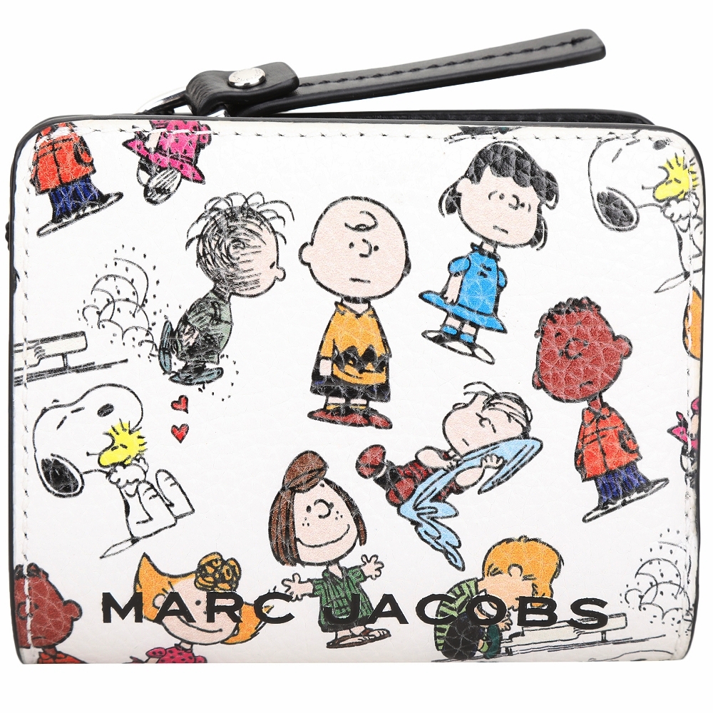 MARC JACOBS x Peanuts 聯名款 史奴比家族印花牛皮釦式短夾