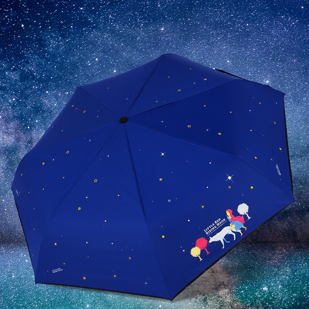【雙龍牌】小紅帽降溫13度黑膠自動傘自動開收傘晴雨傘B6290NH-月光藍