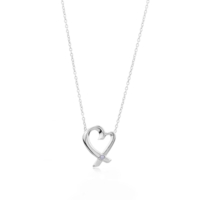 展示品 Tiffany&Co. 蒂芙尼 Loving Heart 愛心鑲鑽石925純銀項鍊