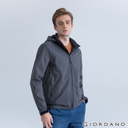 GIORDANO 男裝防潑水可拆式連帽外套 - 04 深花灰