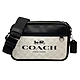 COACH 男款經典C LOGO雙層拉練郵差/斜背包(黑/白) product thumbnail 1