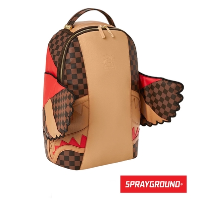 SPRAYGROUND- RACEWAY HENNY WING 方格海尼之翼鯊魚後背包-棕色