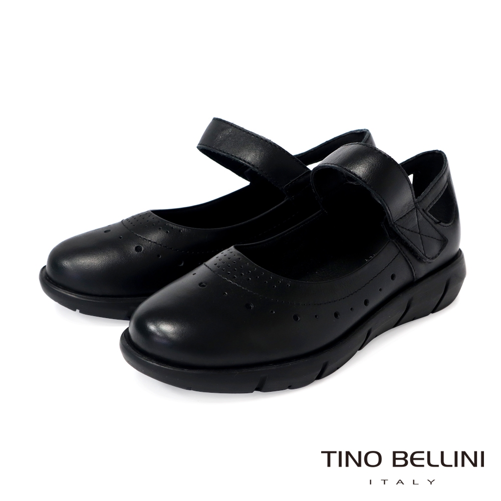 【TINO BELLINI 貝里尼】巴西進口圓頭瑪莉珍鞋FWBT035-1(黑色)