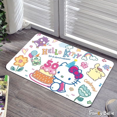 義大利Fancy Belle Sanrio-50周年派對 抗菌可水洗軟式珪藻土強效吸水地墊 60*39CM