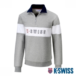 K-SWISS Mock Neck  Sweatshirt立領刷毛上衣-男-灰