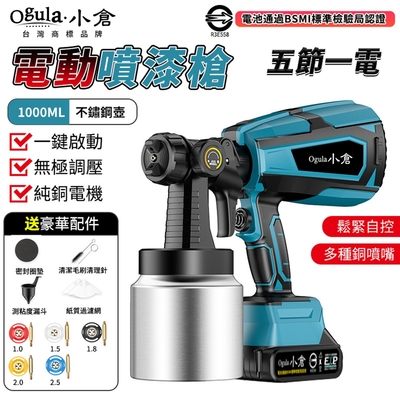 【Ogula小倉】噴漆槍 電動噴漆槍 無線油漆塗料噴漆機 一鍵啟動/鬆緊自控/無極調壓 電池認證【10000M五節一電】（保固兩年 售後無憂）