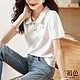 初色 POLO襯衫領字母刺繡T恤上衣-白色-66681(M-2XL可選) product thumbnail 1