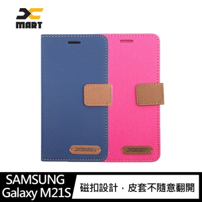 XMART SAMSUNG Galaxy M21S 斜紋休閒皮套