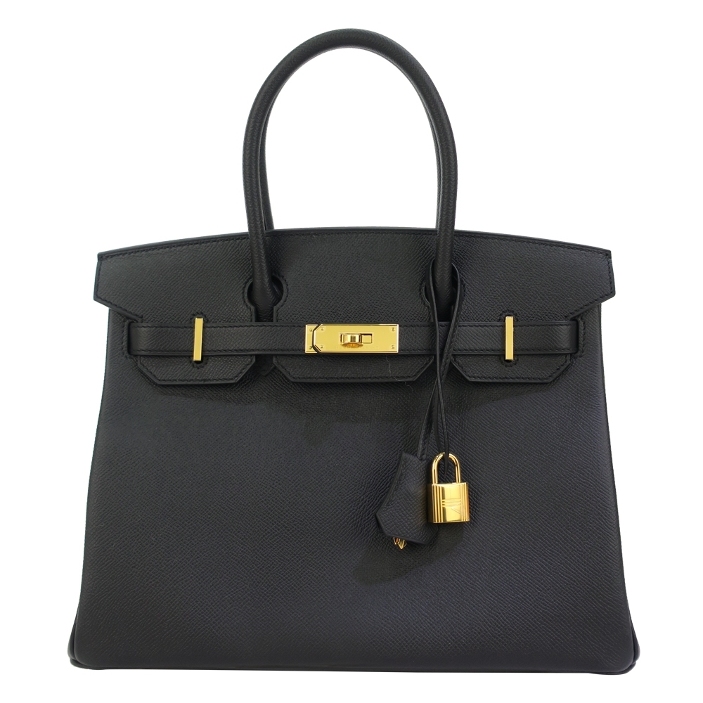 HERMES BIRKIN Epson防刮牛皮柏金包(30CM/黑89/金釦)