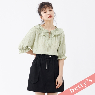 betty’s貝蒂思 腰鬆緊前拉鍊大口袋短裙(黑色)